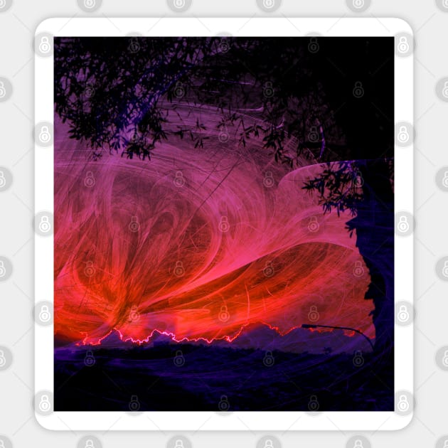 Fiery fractal sunset Sticker by hereswendy